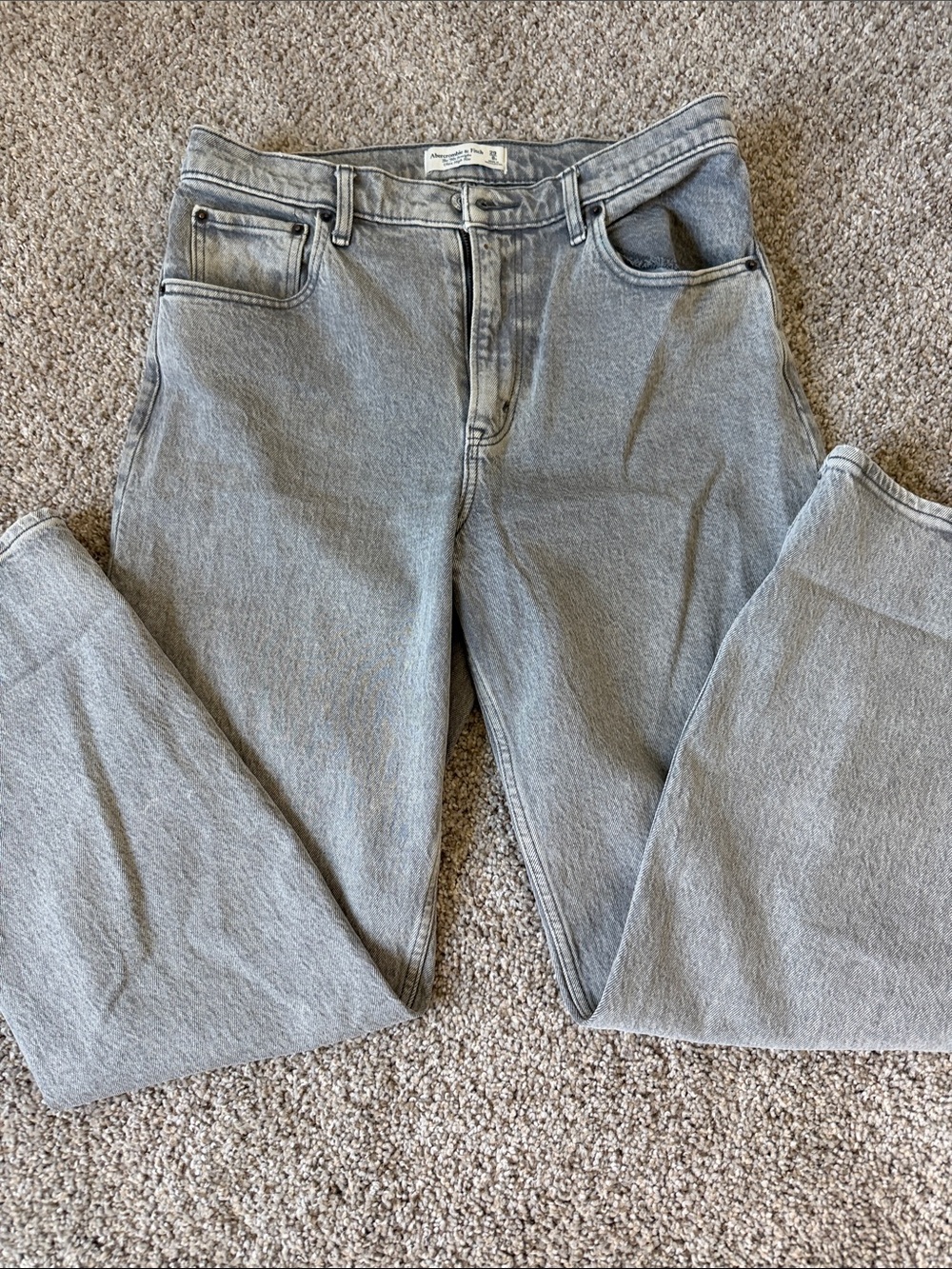 Abercrombie & Fitch Light Gray Straight-Leg Jeans